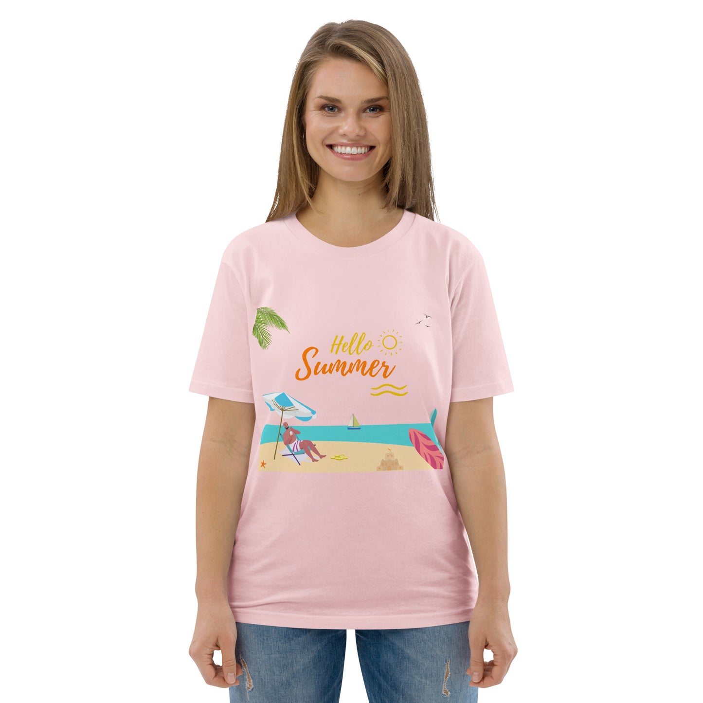 Organic summer t-shirt breathable unisex cotton eco-friendly