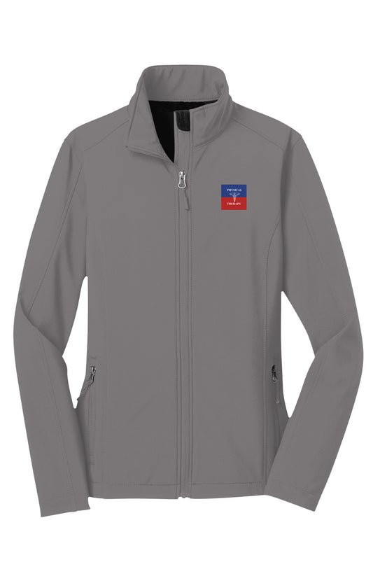 Physical Therapy Women’s Core Soft Shell Jacket – Windproof, Water-Resistant, Stretch Comfort Fit