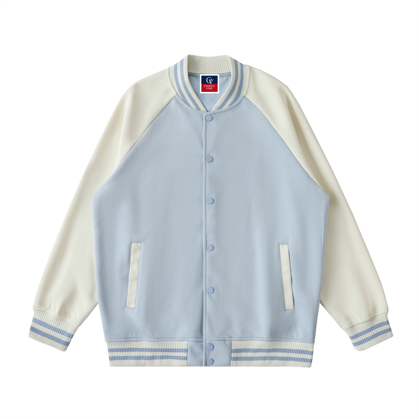 Unisex Two Tone Raglan Sleeve Varsity Jacket
