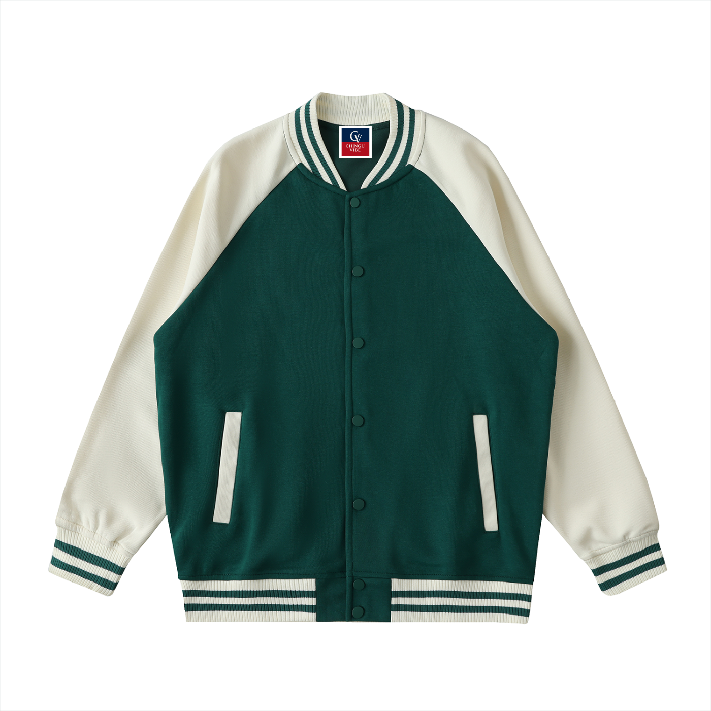 Unisex Two Tone Raglan Sleeve Varsity Jacket