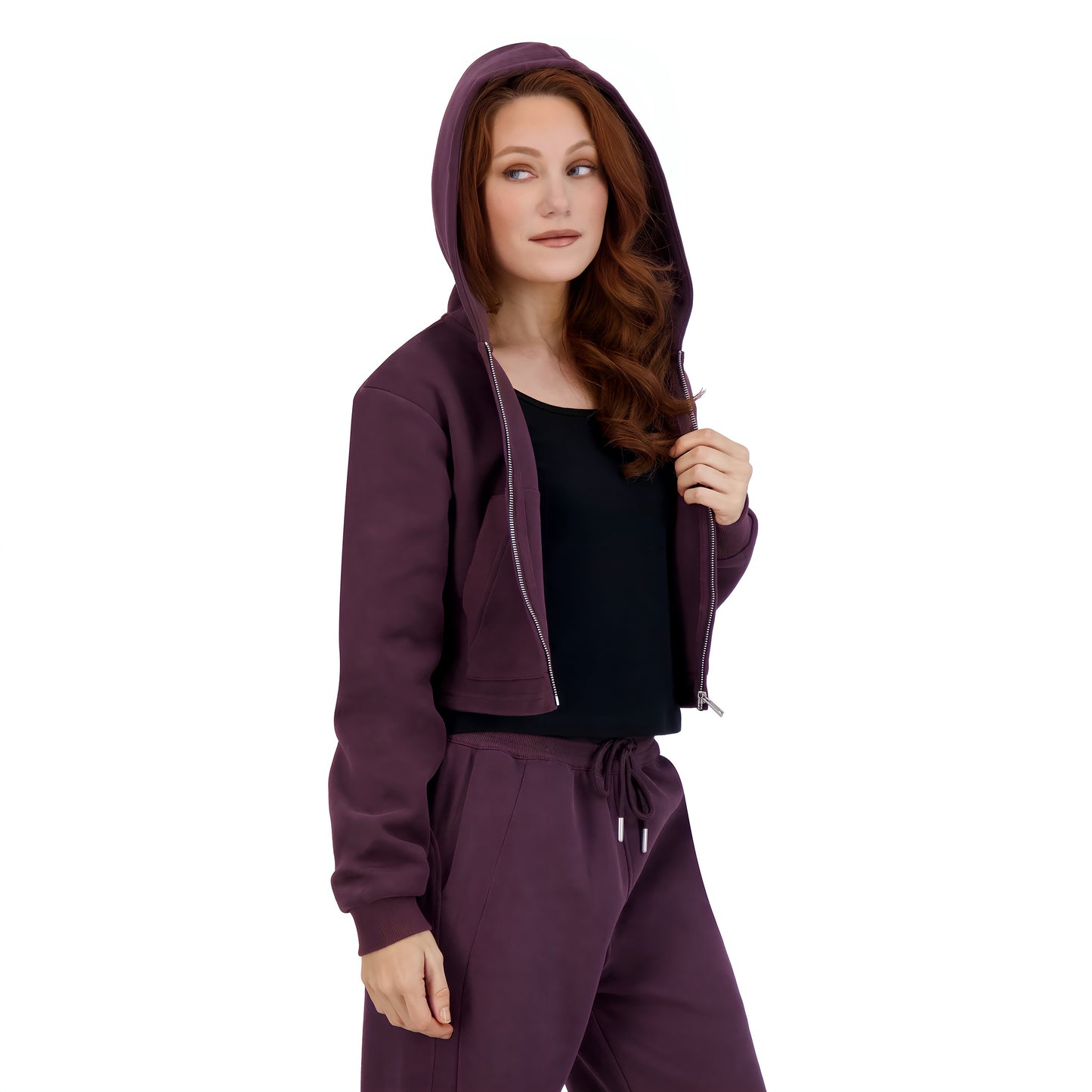 Essential Cropped Zip-Up Hoodie
