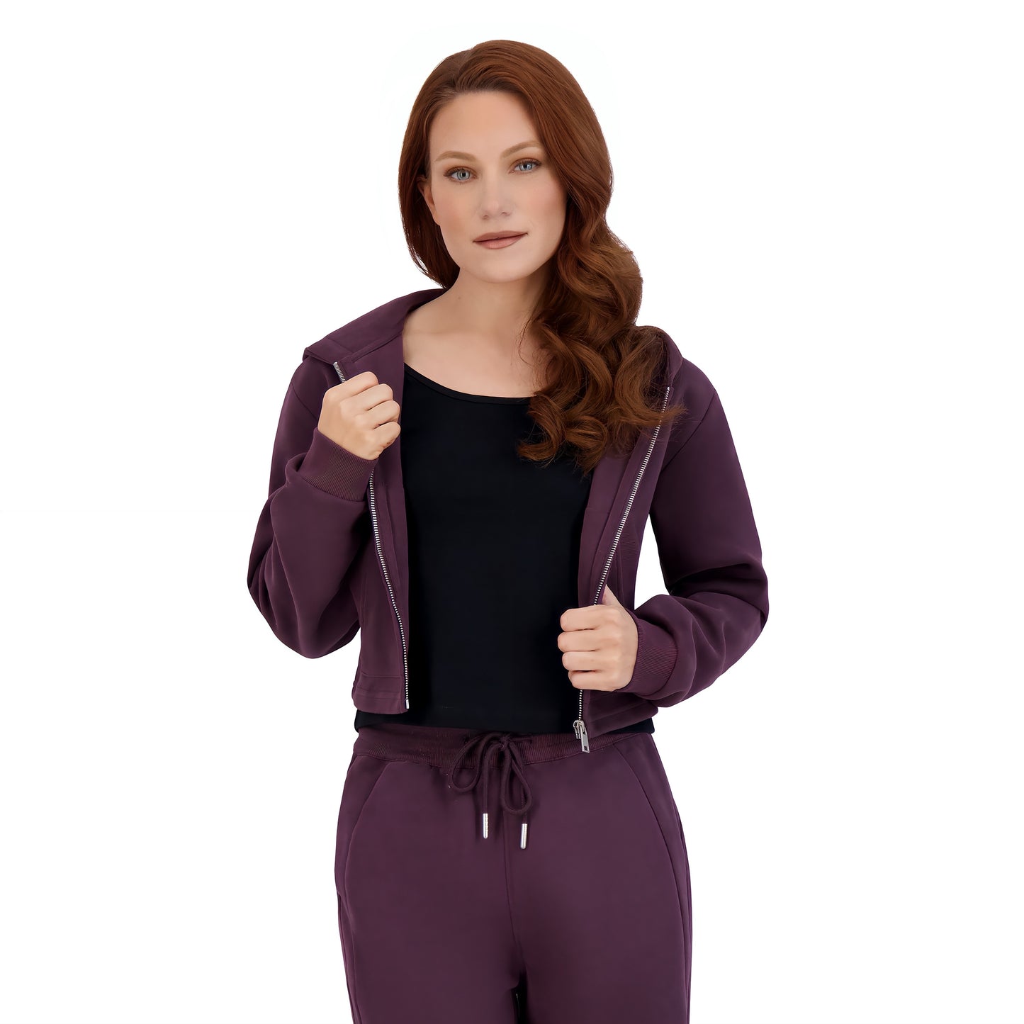 Essential Cropped Zip-Up Hoodie