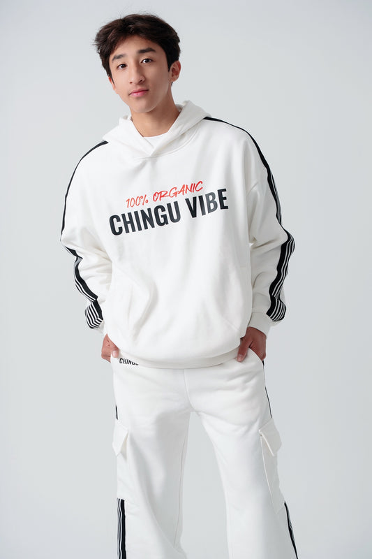Side Stripe Straight-Leg Pants- White