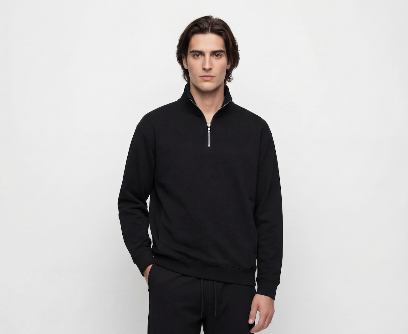 Unisex Quarter-Zip Drop Shoulder Sweatshirt