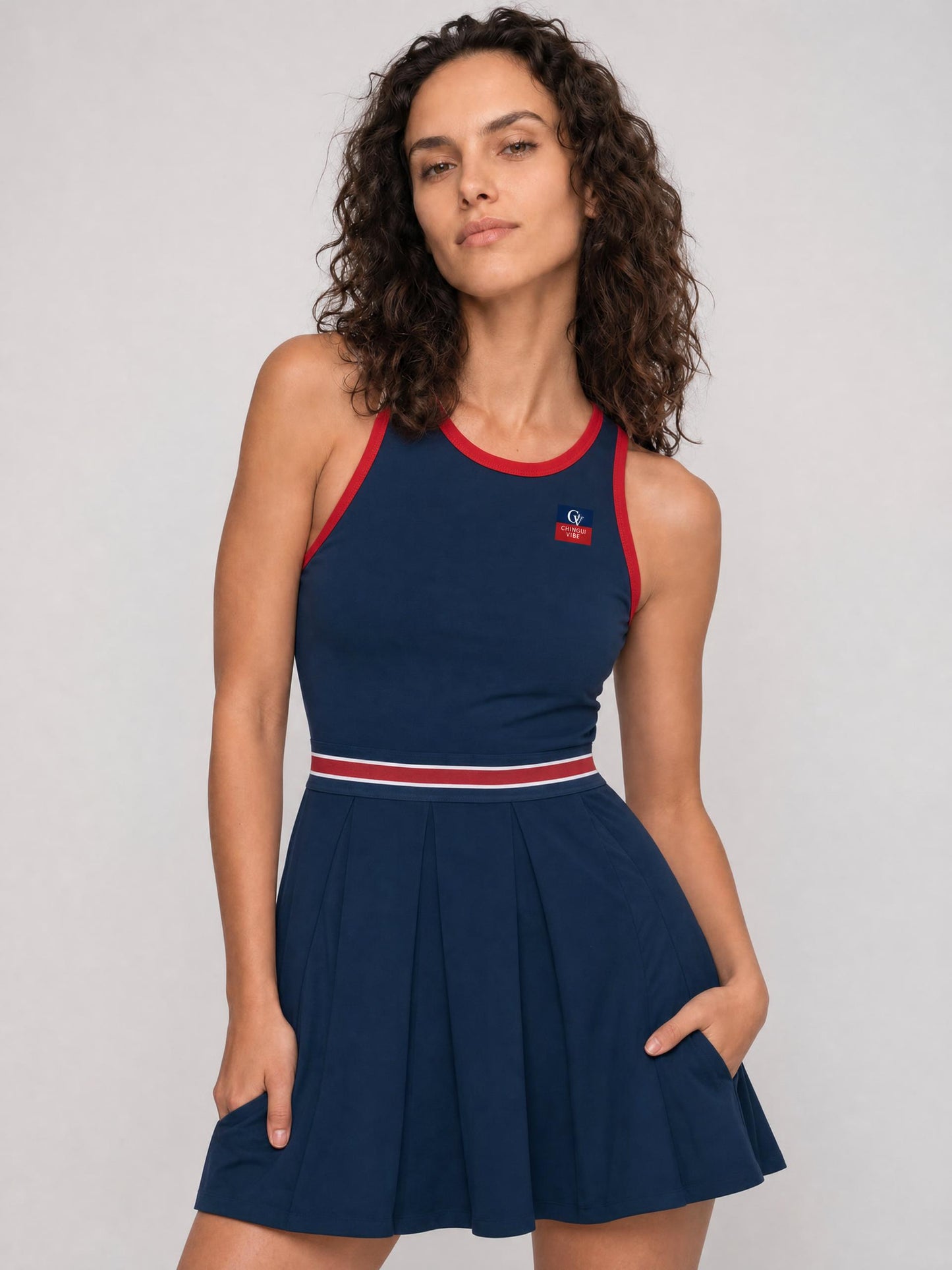 Women's Athleisure Color Block A-Line Sleeveless Dress