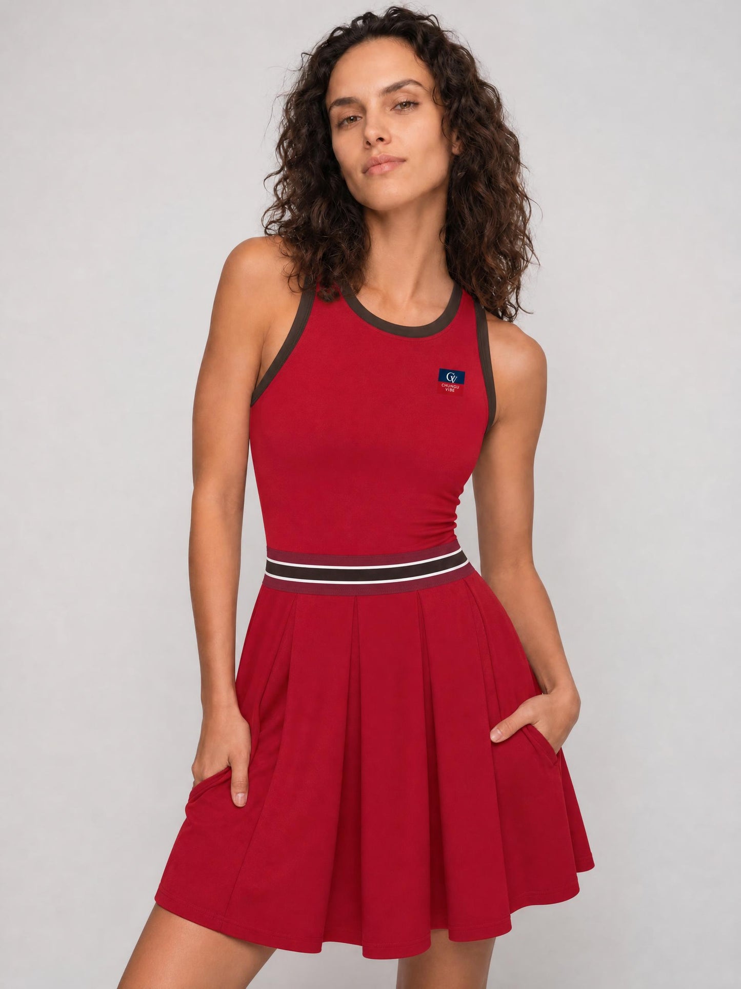 Women's Athleisure Color Block A-Line Sleeveless Dress