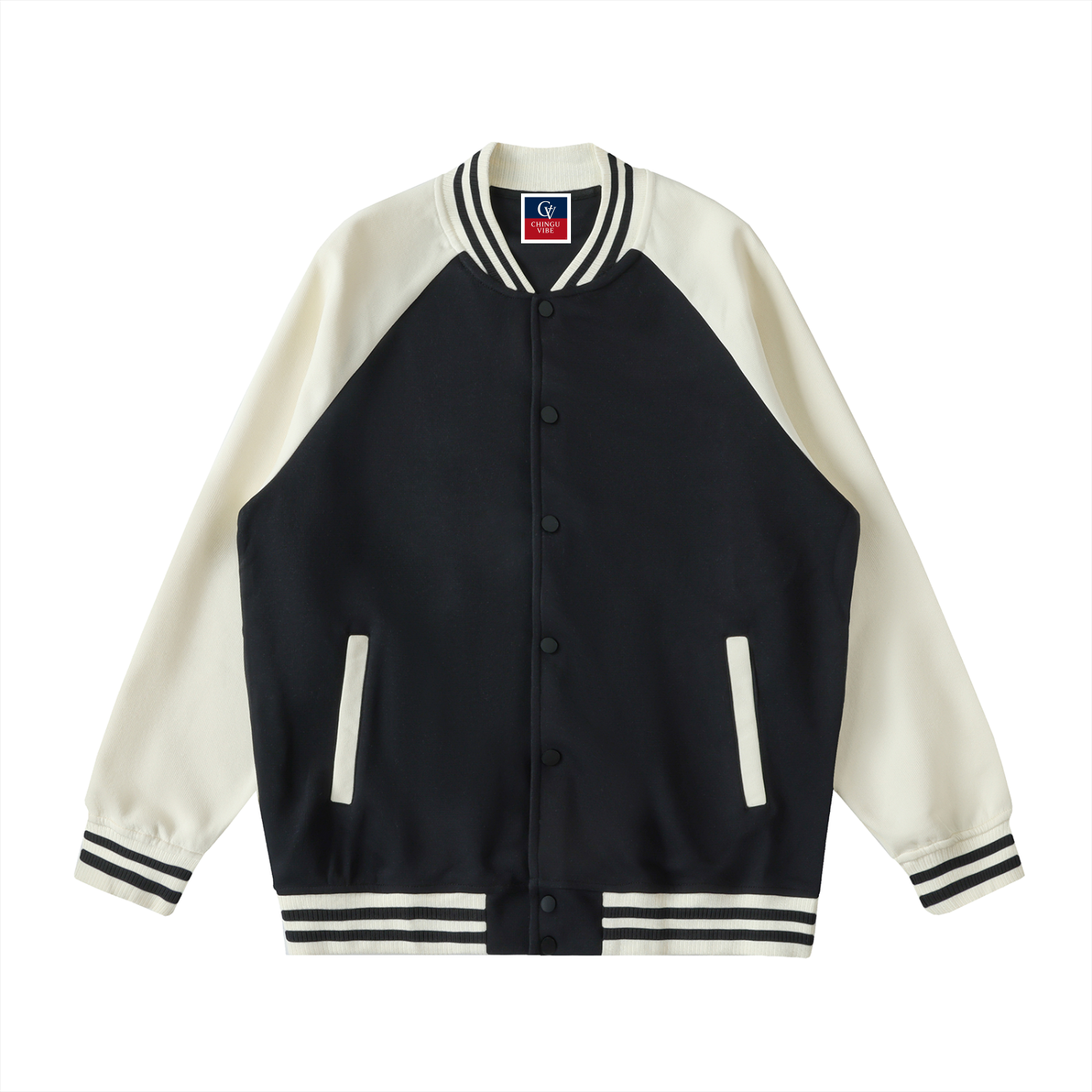 Unisex Two Tone Raglan Sleeve Varsity Jacket