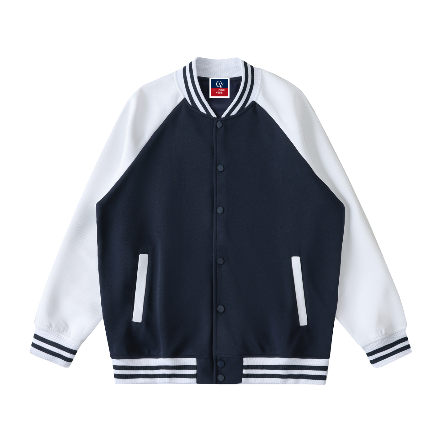 Unisex Two Tone Raglan Sleeve Varsity Jacket