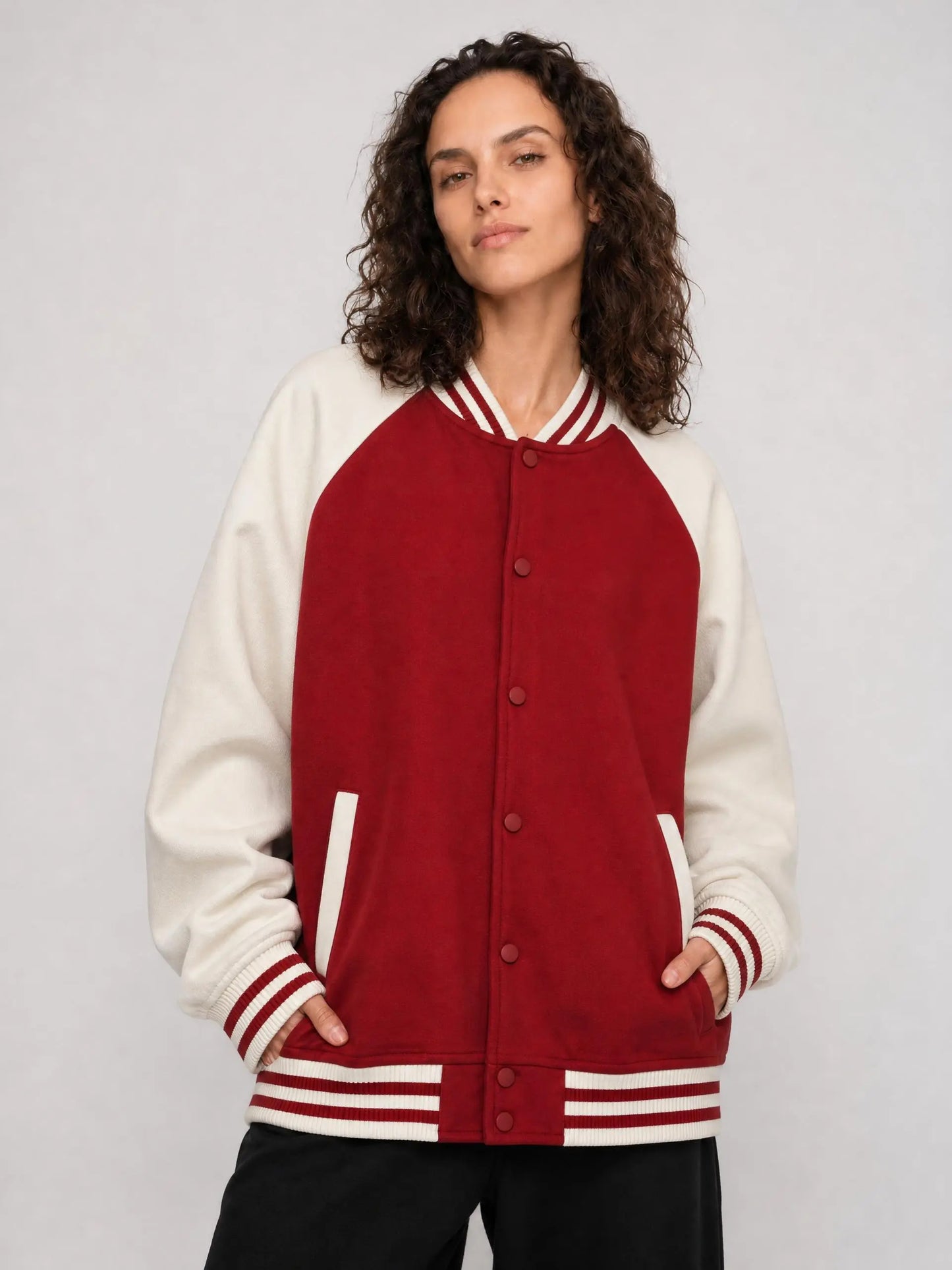 Unisex Two Tone Raglan Sleeve Varsity Jacket