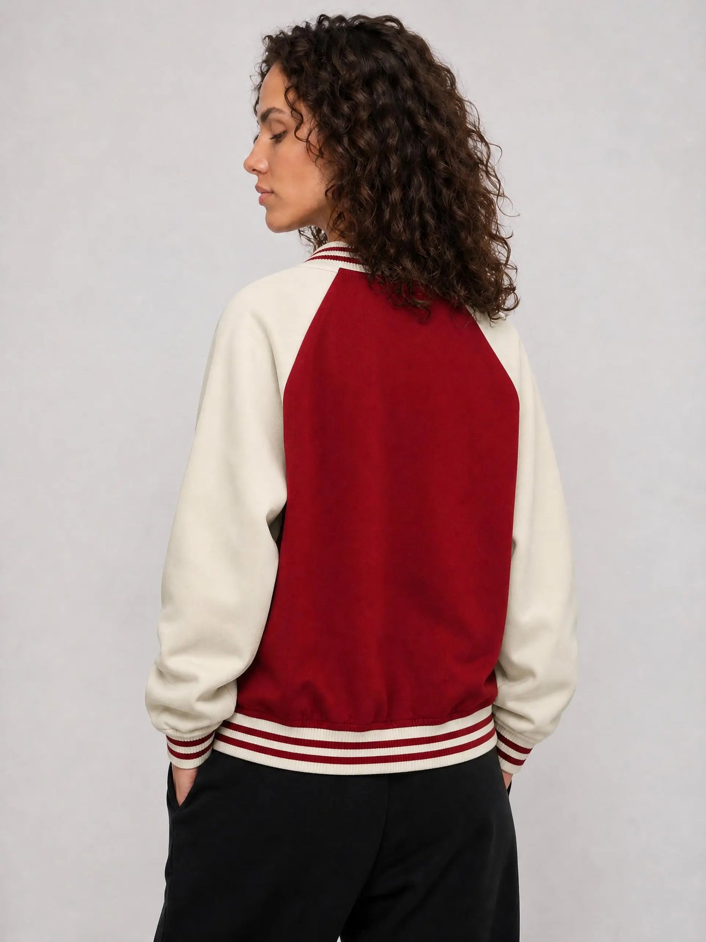 Unisex Two Tone Raglan Sleeve Varsity Jacket