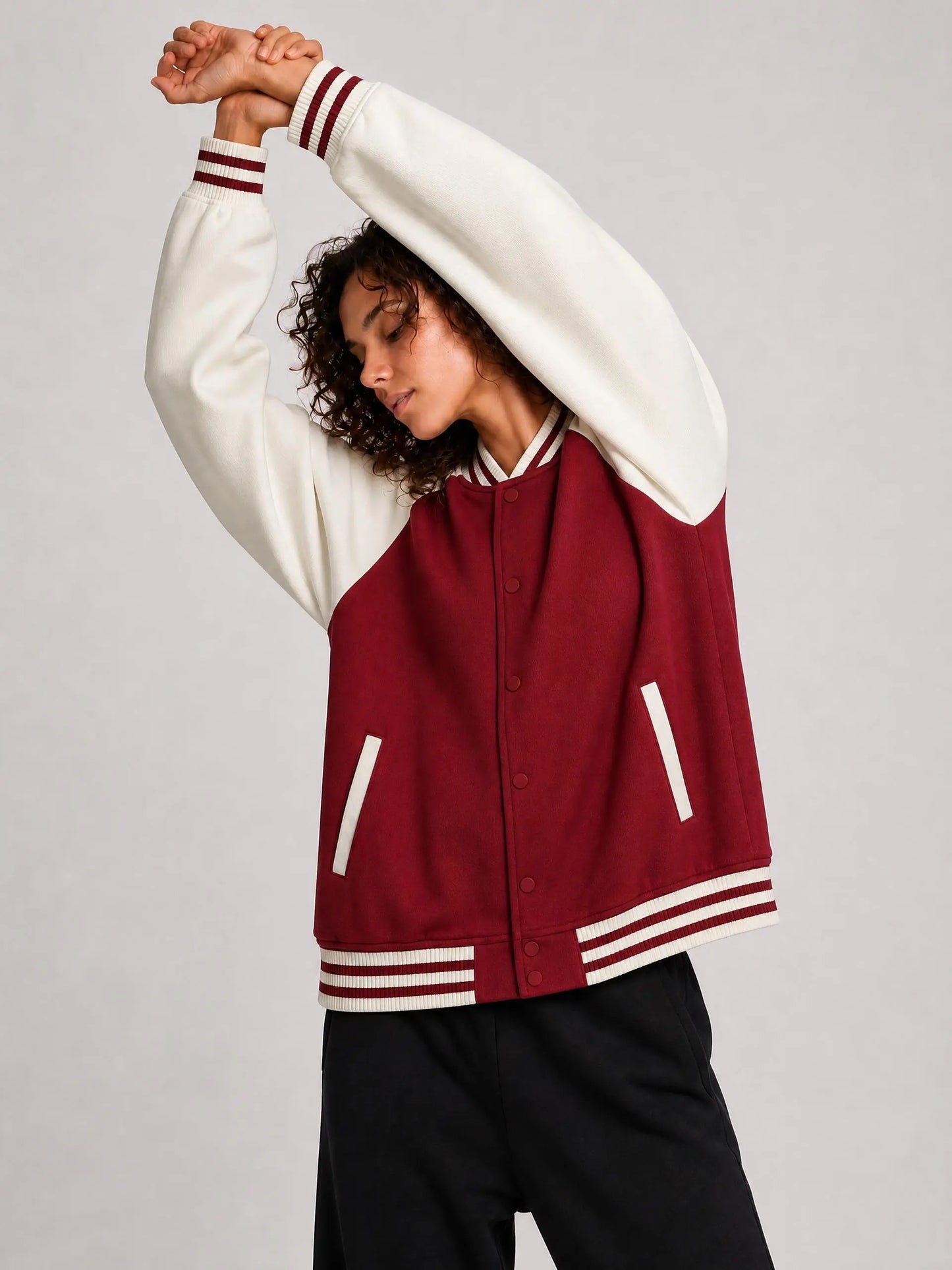 Unisex Two Tone Raglan Sleeve Varsity Jacket