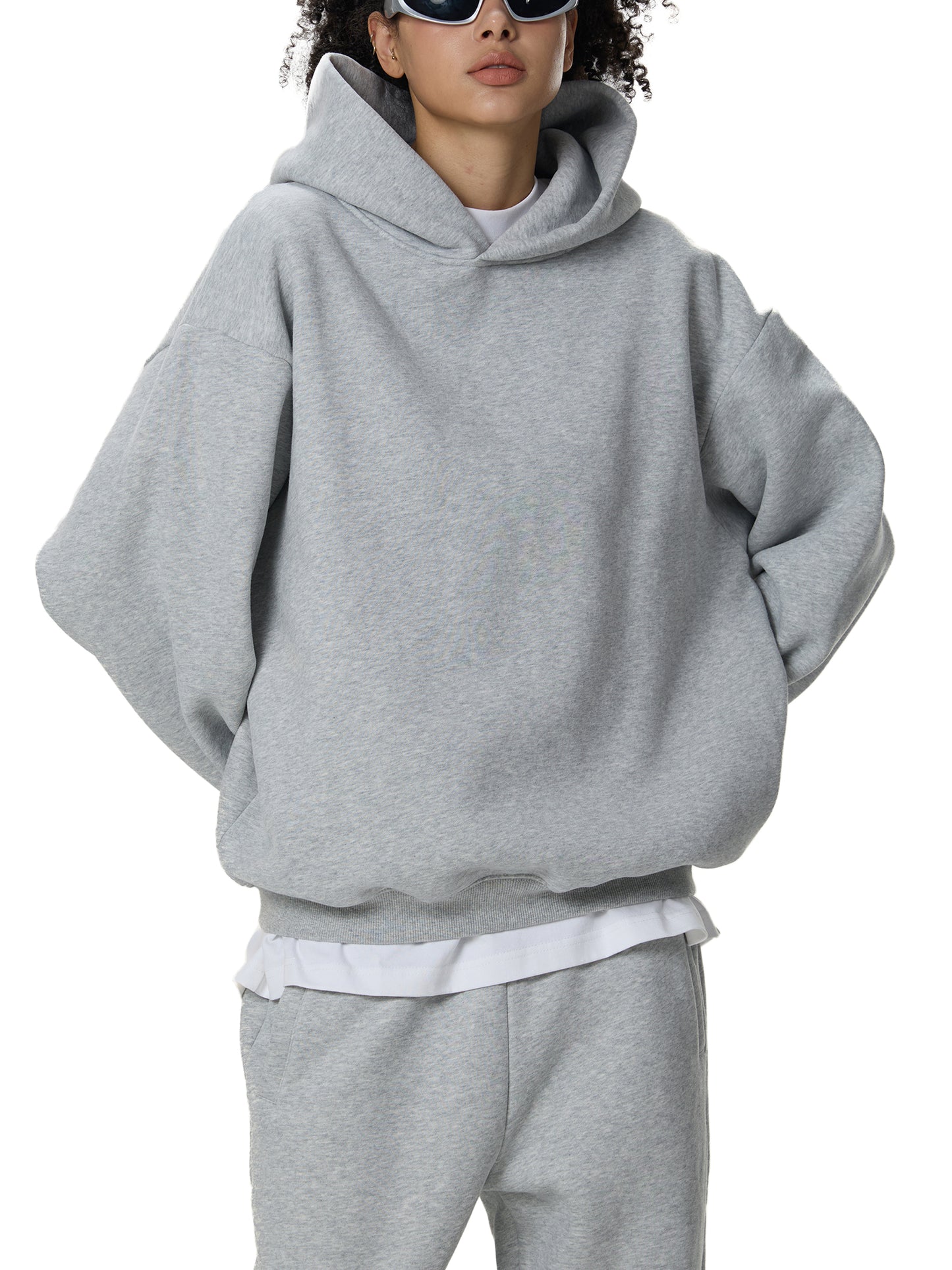 fleeced boxy hoodie