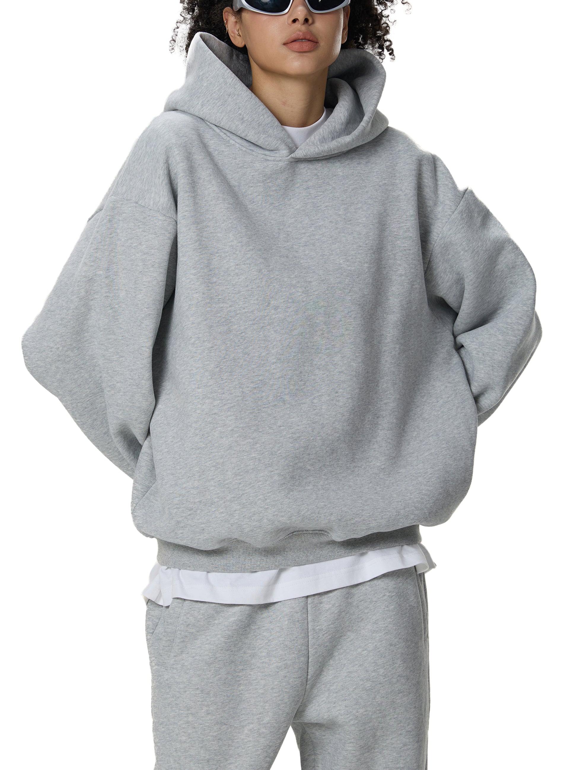 fleeced boxy hoodie