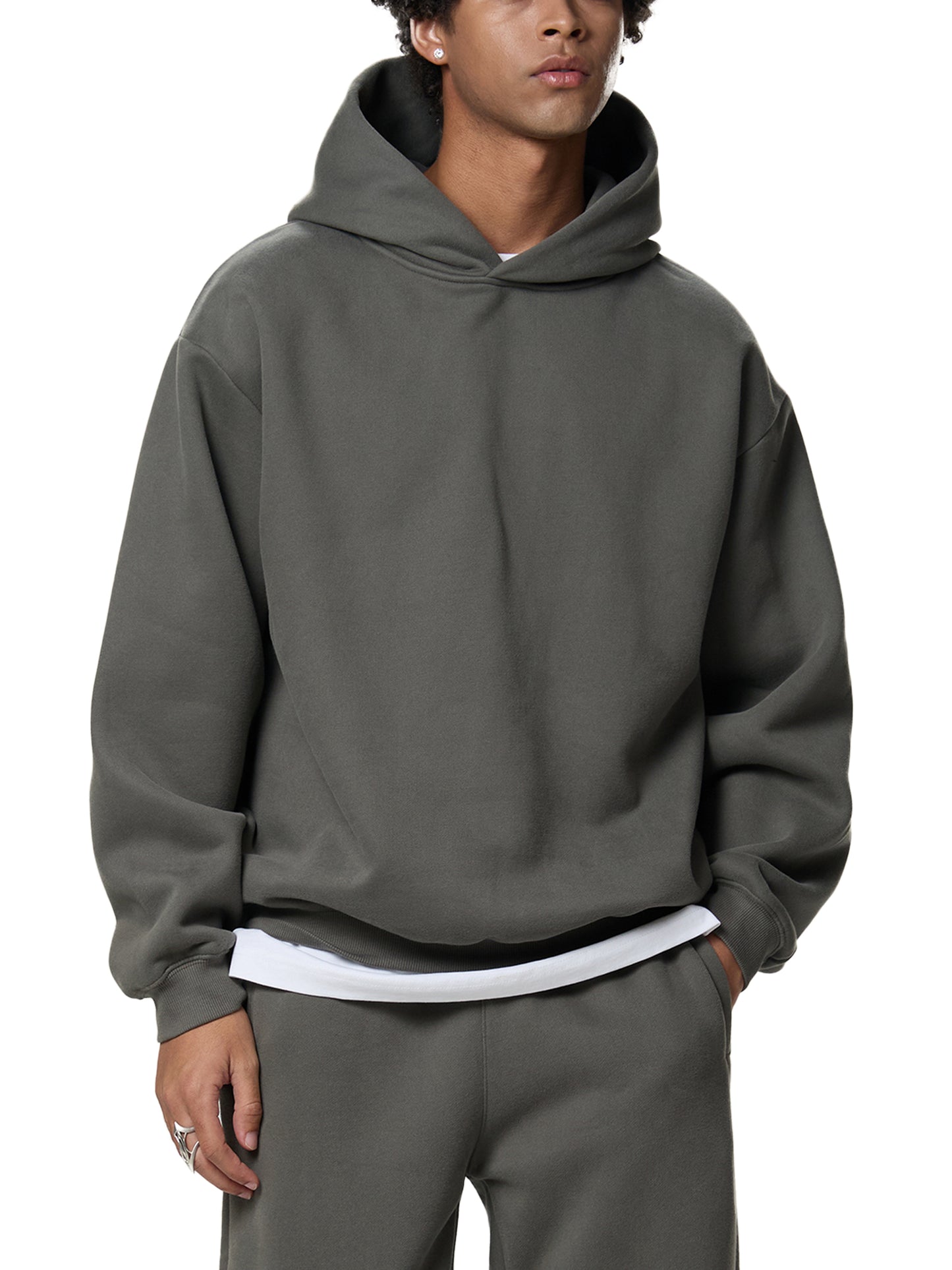 fleeced boxy hoodie