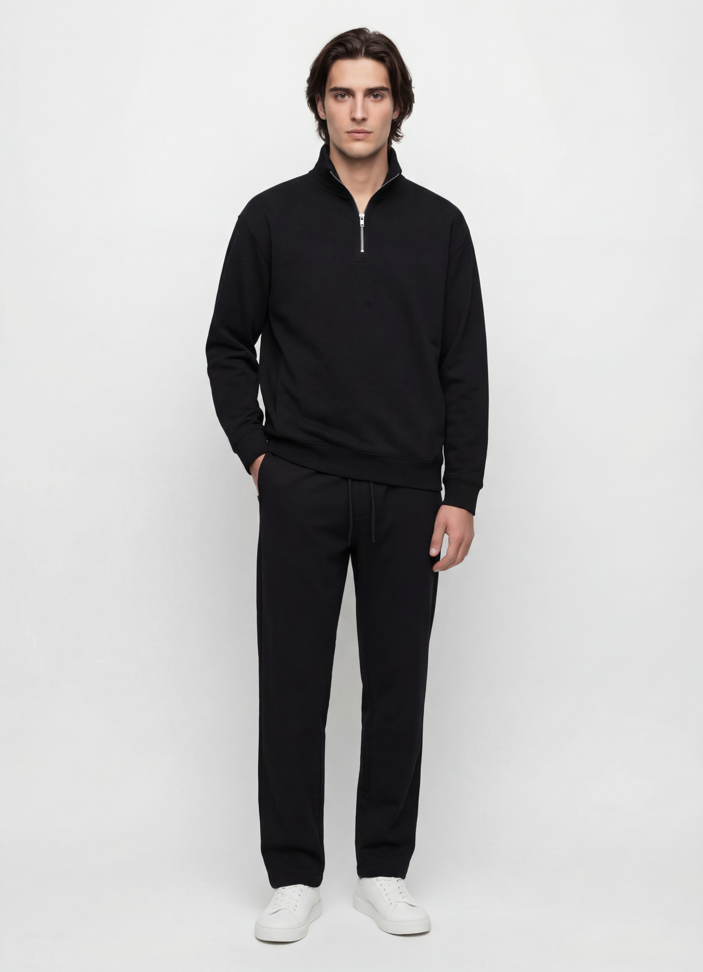 Unisex Quarter-Zip Drop Shoulder Sweatshirt